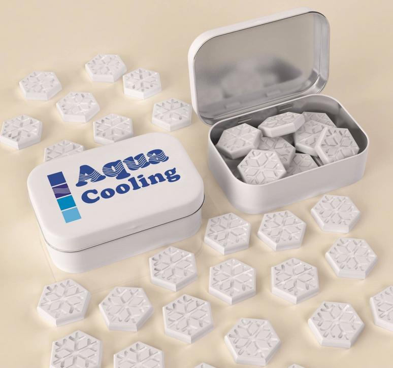 Pepermuntjes bedrukken en stanzen in de vorm van en sneeuwvlokje