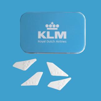 Corporate pepermuntjes KLM logo stansen en pregen